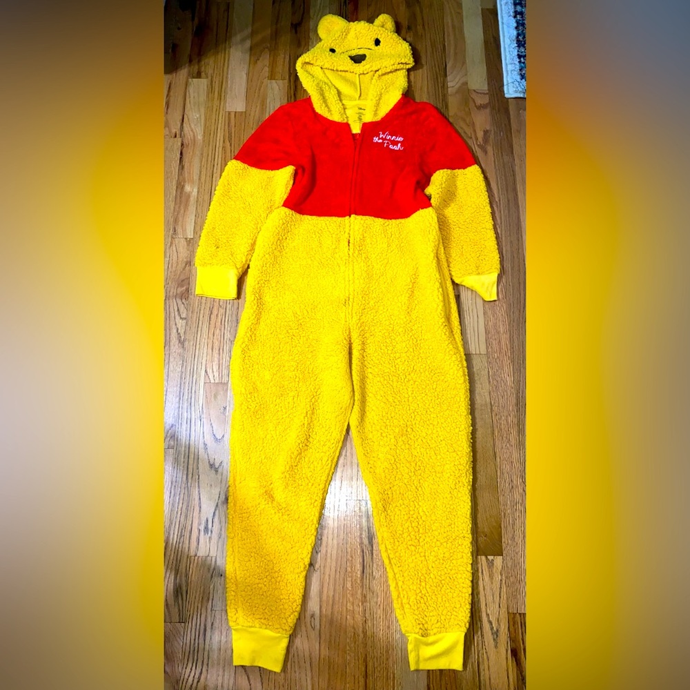 Disney Winnie The Pooh Sleepwear One Piece Jumpsuit Costume Fleece Size L